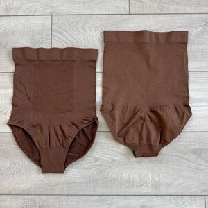 EMPETUA Shapewear Lot of 2 M/L High Waist Seamless Tummy Control Briefs Brown